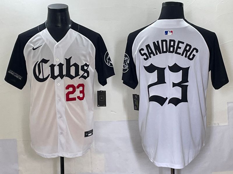Men 2025 Chicago Cubs #23 Sandberg White black Five generations Joint Name Nike MLB Jersey style 6233->chicago cubs->MLB Jersey